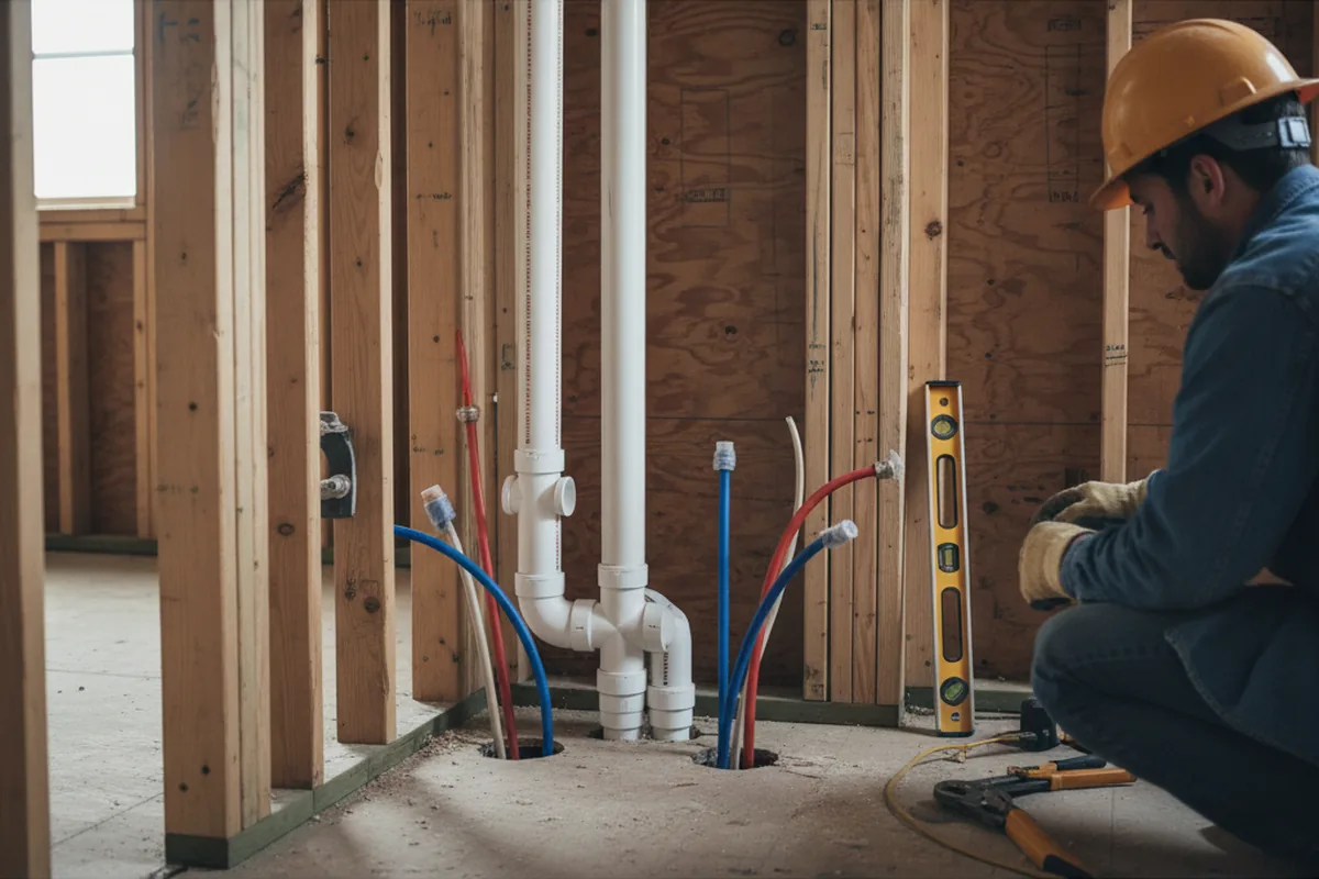 Drain and supply rough-in during Leak Detection in Deerfield